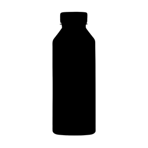 Silhouette einer hohen, schmalen Flasche mit abgerundeten Schultern und einer kleinen Kappe vor einem weißen Hintergrund.